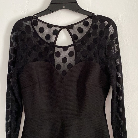 Dress with Sheer Polka Dot Top - Picture 2 of 4